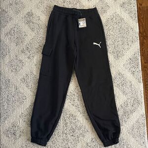 NWT Men's Puma Joggers Sweatpants Black Size Small Pockets Fleece